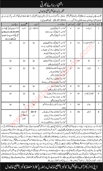 Higher Education Department Khanewal Jobs 2015 July Driver, Naib Qasid, Laboratory Attendant & Others