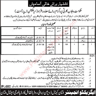 Irrigation Department Multan Jobs 2015 July under Disabled Quota Naib Qasid, Gauge Reader & Baildar