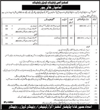 Commissioner Office Rawalpindi Jobs 2015 November Drivers & Naib Qasid