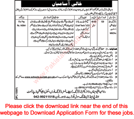 School Education Department Punjab Jobs December 2015 Monitoring and Evaluation Assistants Application Form MEA