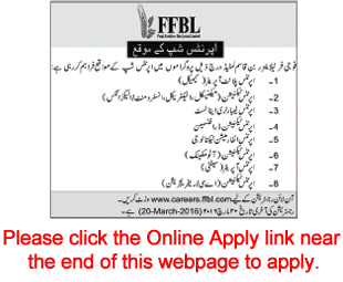 FFBL Apprenticeship 2016 Online Apply Karachi Fauji Fertilizer Bin Qasim Limited Latest