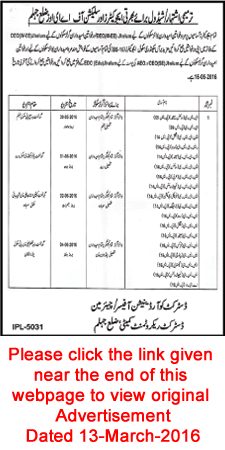 School Education Department Jhelum Jobs 2016 May Last / End Date Extension Corrigendum Latest