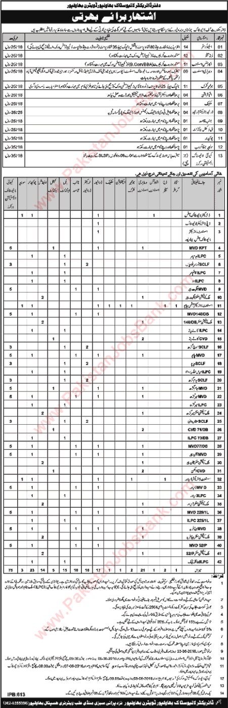 Livestock Department Bahawalpur Jobs May 2016 L&DD Veterinary Assistants, Drivers, Naib Qasid & Others Latest