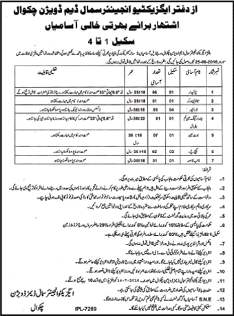 Small Dams Division Chakwal Jobs 2016 June Boatmen, Chowkidar, Drivers & Others Latest