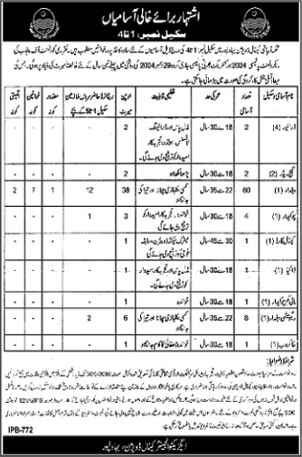 Irrigation Department Bahawalpur Jobs June 2016 Baildar & Others Mehkma Abpashi Latest