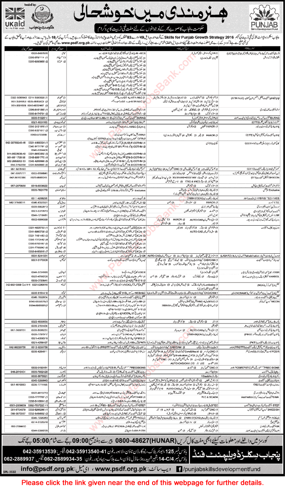 PSDF Free Courses in Punjab September 2016 Punjab Skill Development Fund Latest