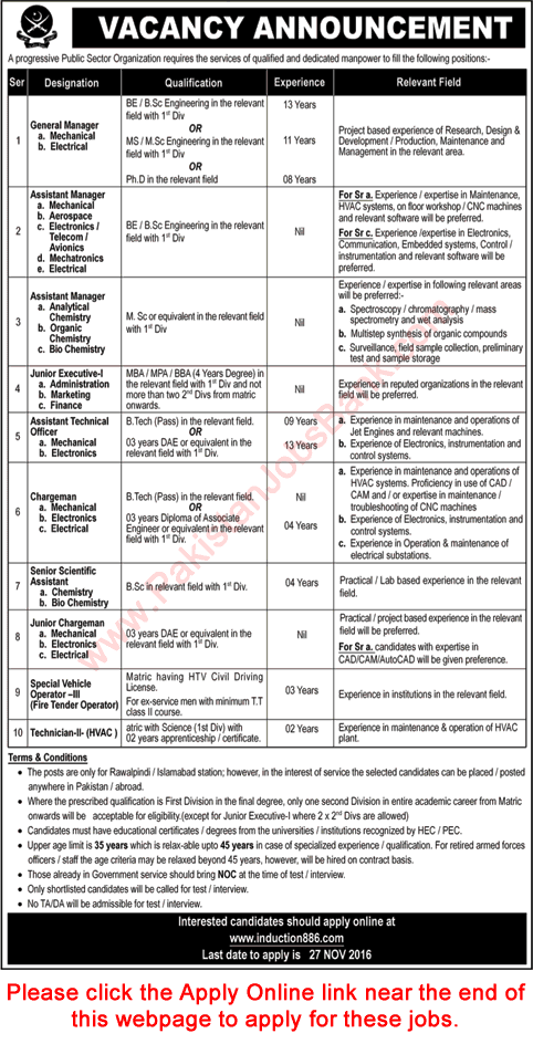 Pakistan Army Jobs November 2016 Apply Online Assistant Managers, Chargeman, Junior Executives & Others Latest