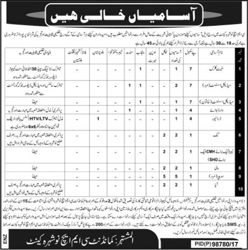 CMH Nowshera Jobs 2017 March Medical Assistants, Cooks, Labour, Mali & Others Latest