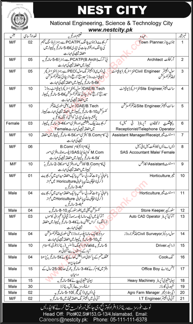 NEST City Pakistan Jobs 2017 June Islamabad National Engineering Science and Technology Latest