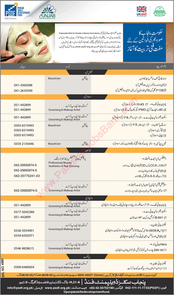 PSDF Free Courses December 2017 Punjab Skills Development Fund Latest