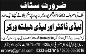 Lady Health Worker & Doctor Jobs in Sheikhupura 2018 April NGO Latest