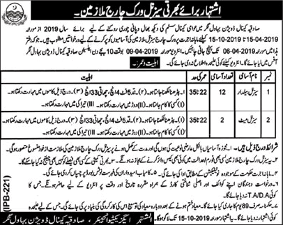 Irrigation Department Bahawalnagar Jobs 2019 March Baildar & Seasonal Mate Canal Division Latest