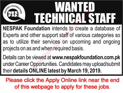 NESPAK Foundation Jobs May 2019 Apply Online Surveyors & Others Latest