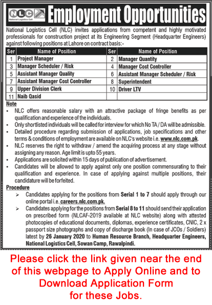 NLC Jobs 2020 January Online Application Form National Logistics Cell Latest