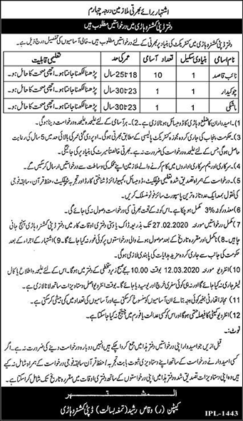 Deputy Commissioner Office Vehari Jobs 2020 February Naib Qasid, Chowkidar & Mashki Latest