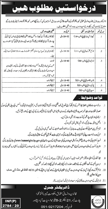 Ministry of Law and Justice KPK Jobs 2020 July / August Clerks, Computer Operators, Naib Qasid & Others Latest
