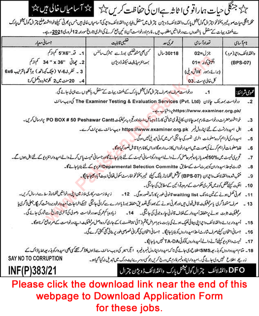 Wildlife Watcher Jobs in Wildlife Department KPK 2021 Application Form Latest