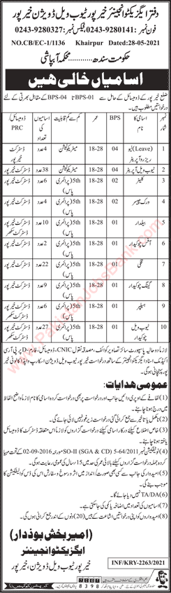 Tubewell Division Khairpur Jobs 2021 June Irrigation Department Sindh Latest