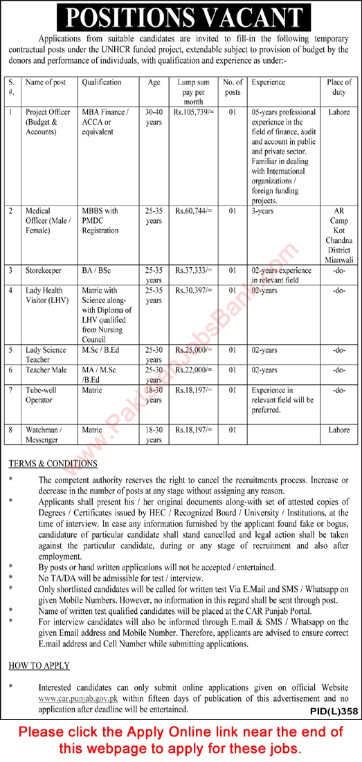 Ministry of States and Frontier Regions Jobs 2021 August Apply Online Commissionerate for Afghan Refugees Latest
