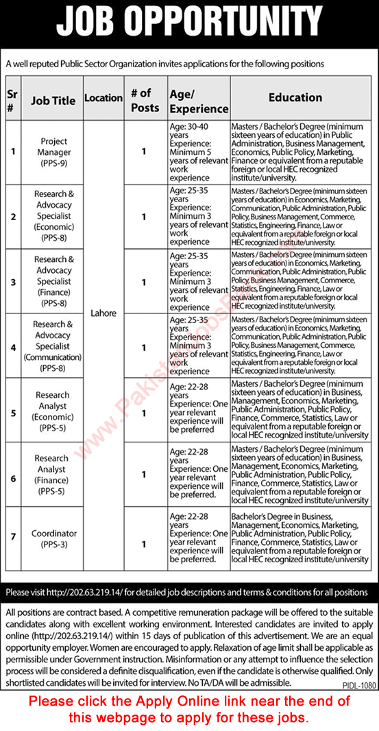 Public Sector Organization Jobs October 2021 Apply Online Research Analysts, Coordinator & Others Latest