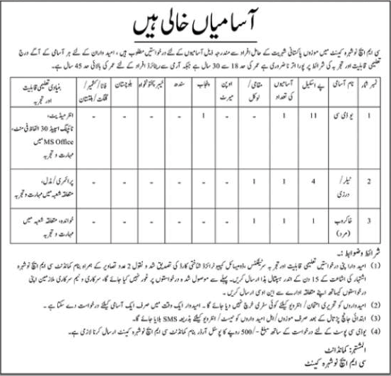 CMH Nowshera Cantt Jobs 2022 February Clerk, Tailor & Khakroob Combined Military Hospital Latest