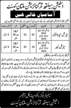 Station Health Organization Multan Jobs 2022 February Seasonal Labours & Supervisors Latest