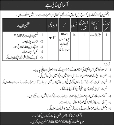 Stenotypist Jobs in Station Headquarter Kharian 2022 June Pakistan Army Latest