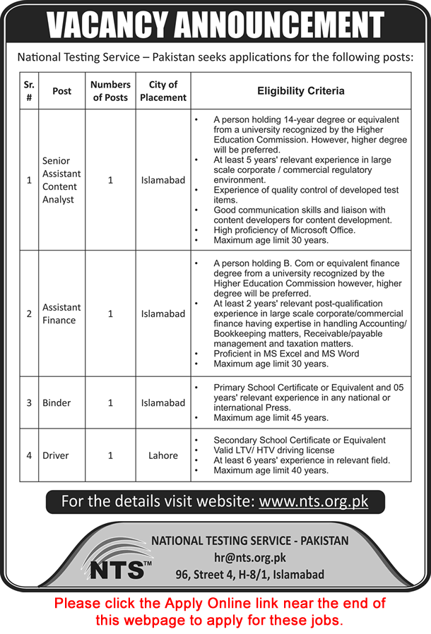 NTS Jobs 2023 February Apply Online National Testing Service Latest
