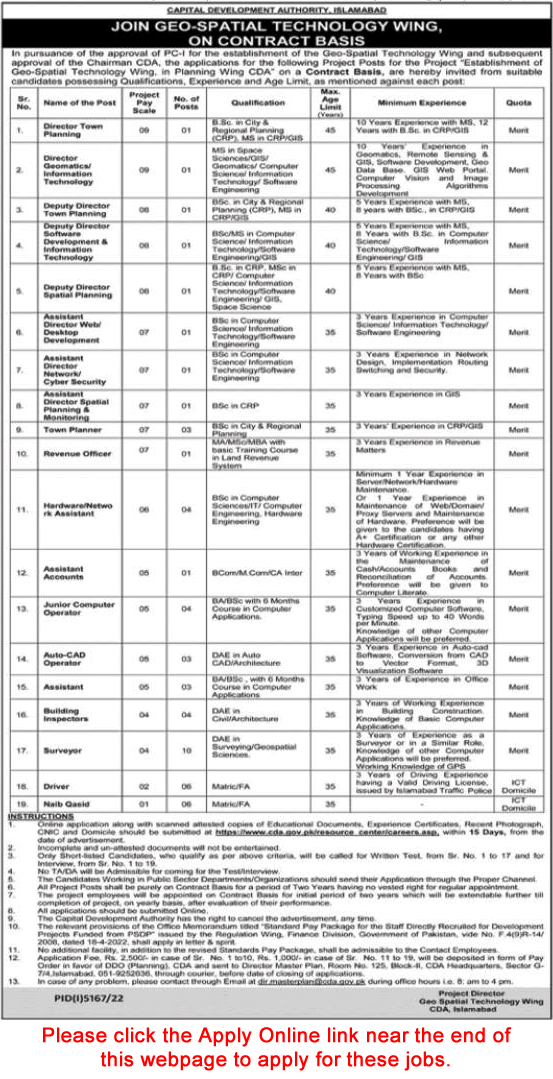 CDA Jobs 2023 February Apply Online Capital Development Authority Latest