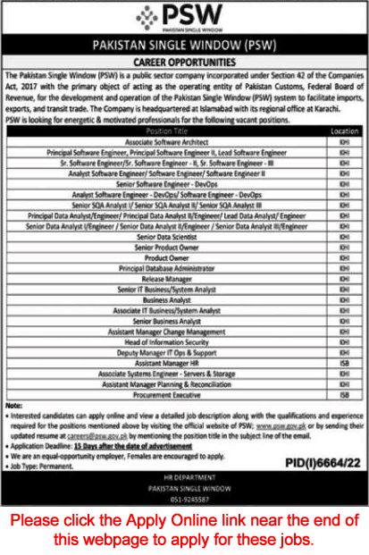 Pakistan Single Window Jobs May 2023 PSW Online Apply SQA Analysts & Others Latest