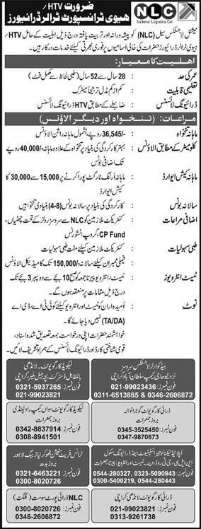 NLC HTV / Trailer Driver Jobs August 2023 National Logistics Cell Latest