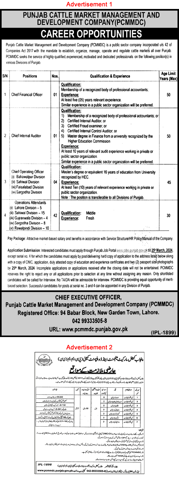 PCMMDC Jobs March 2024 Punjab Cattle Market Management and Development Company Latest