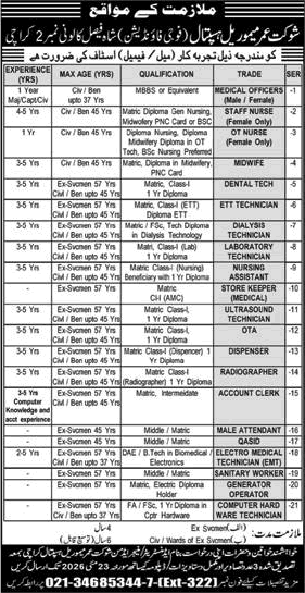Shaukat Omar Memorial Hospital Karachi Jobs 2026 May Nurses, Medical Technicians & Others Fauji Foundation Latest