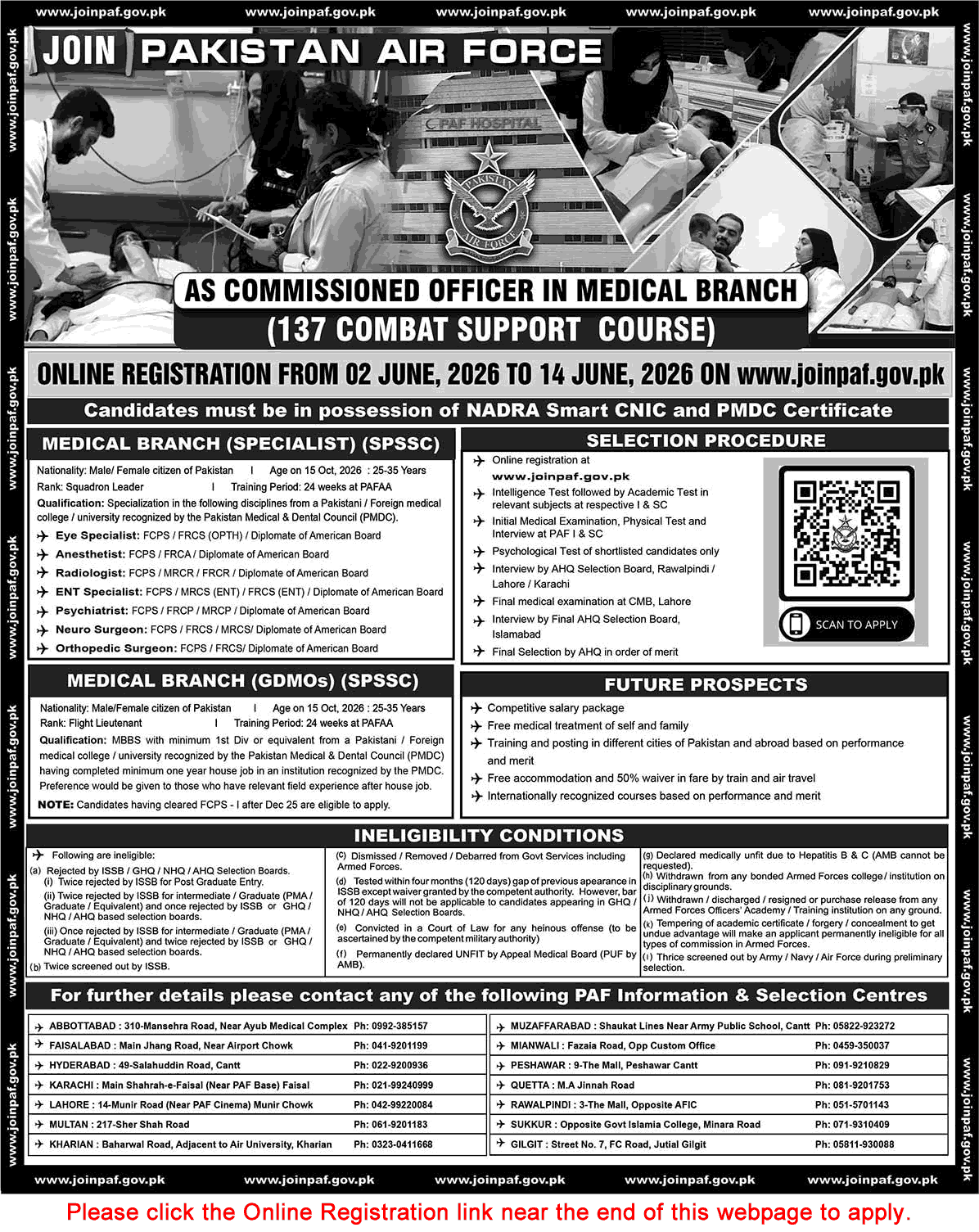 Join Pakistan Air Force as Commissioned Officers in Medical Branch May 2026 June Online Registration 137 Combat Support Course Latest