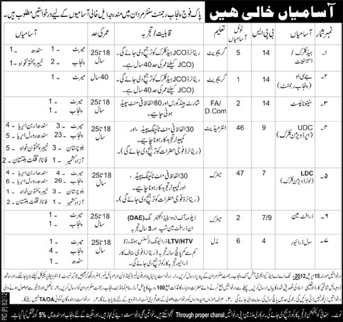 Pak Fauj Punjab Regiment Centre Mardan (Govt) Jobs