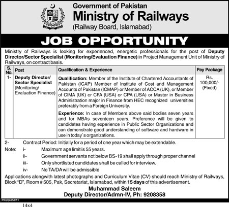 Ministry of Railways (Govt.) Jobs