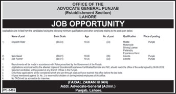 Office of the Advocate General Punjab (Govt.) Jobs