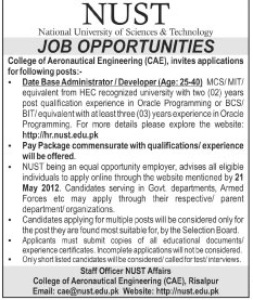 Database Administrator job at NUST (CAE)