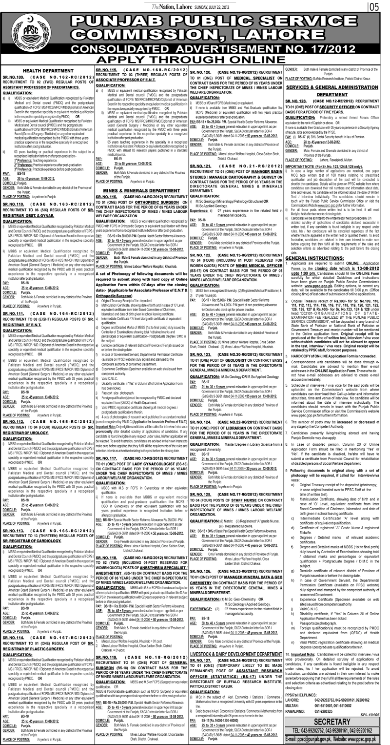 Punjab Public Services Commission (PPSC) Jobs (Government Job)