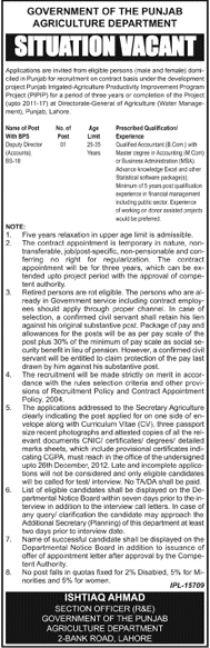 Punjab Agriculture Department Needs Deputy Director Accounts