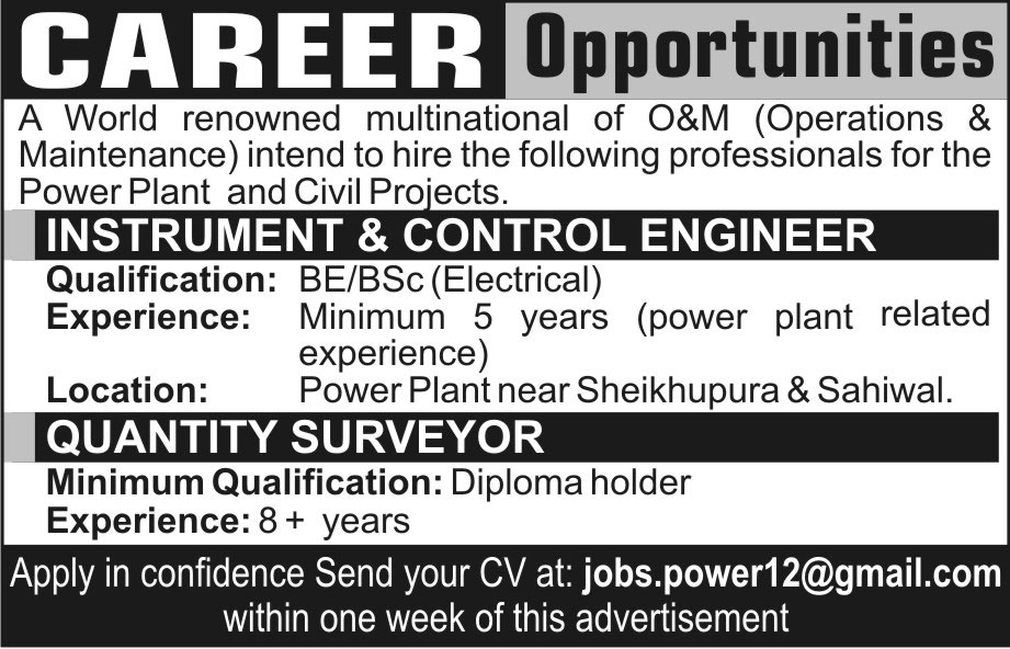 A Multinational Operations & Maintenance Company Requires Engineer & Surveyor