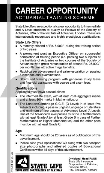 State Life Actuarial Training Scheme 2012