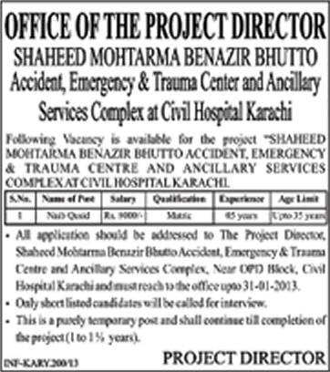 Naib Qasid Vacancy at Civil Hospital Karachi