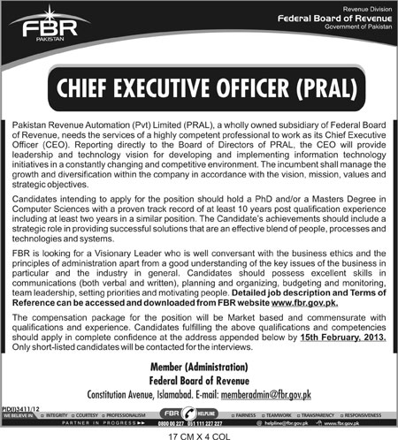 FBR Requires CEO for its Subsidiary PRAL