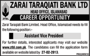 Assistant Vice President (AVP) Vacancy at ZTBL 2013