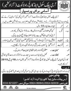 Principal Jobs in Army Public School and College Rawalakot 2015 April Latest