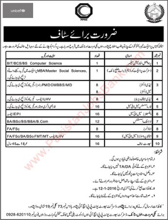 PPHI KPK Jobs 2016 Peoples Primary Healthcare Initiative Doctors, Pharmacists, Vaccinators & Others