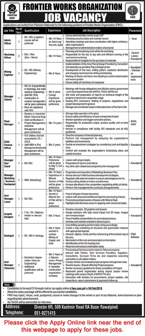 FWO Jobs 2019 Apply Online Frontier Works Organization Latest