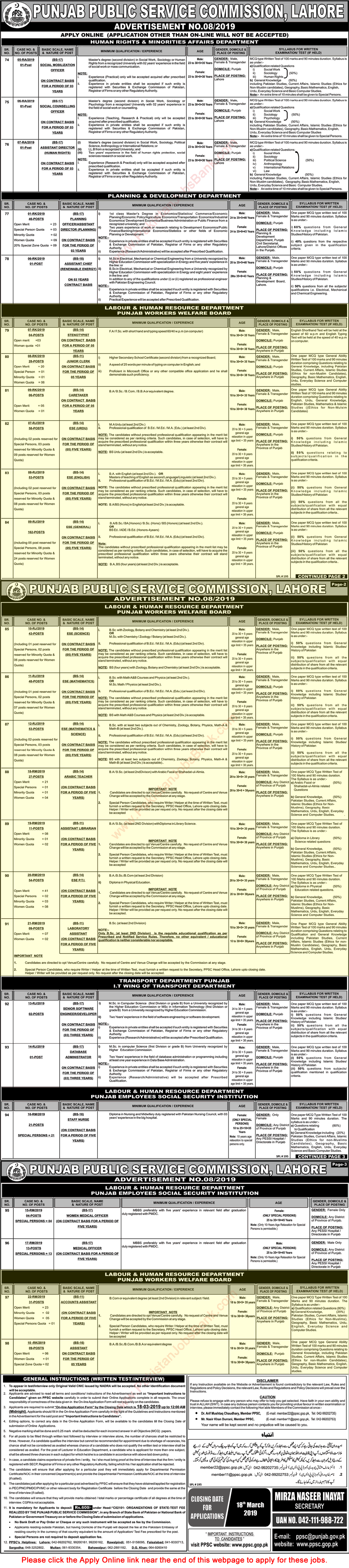 Punjab Workers Welfare Board Jobs 2019 March Apply Online PPSC Apply Online Latest