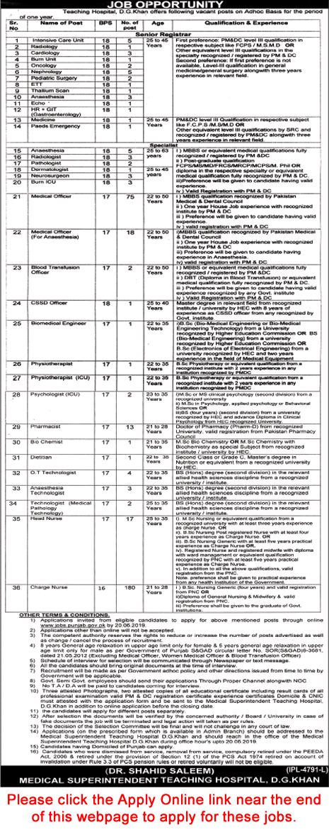 DHQ Teaching Hospital Dera Ghazi Khan Jobs May 2019 June Apply Online Nurses, Medical Officers & Others Latest